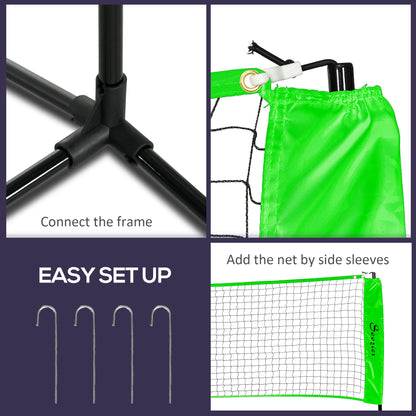Soozier Portable Badminton Set, Pickleball Volleyball Net with 3 Shuttlecocks, 4 Rackets, for Indoor Outdoor, Beach, Backyard