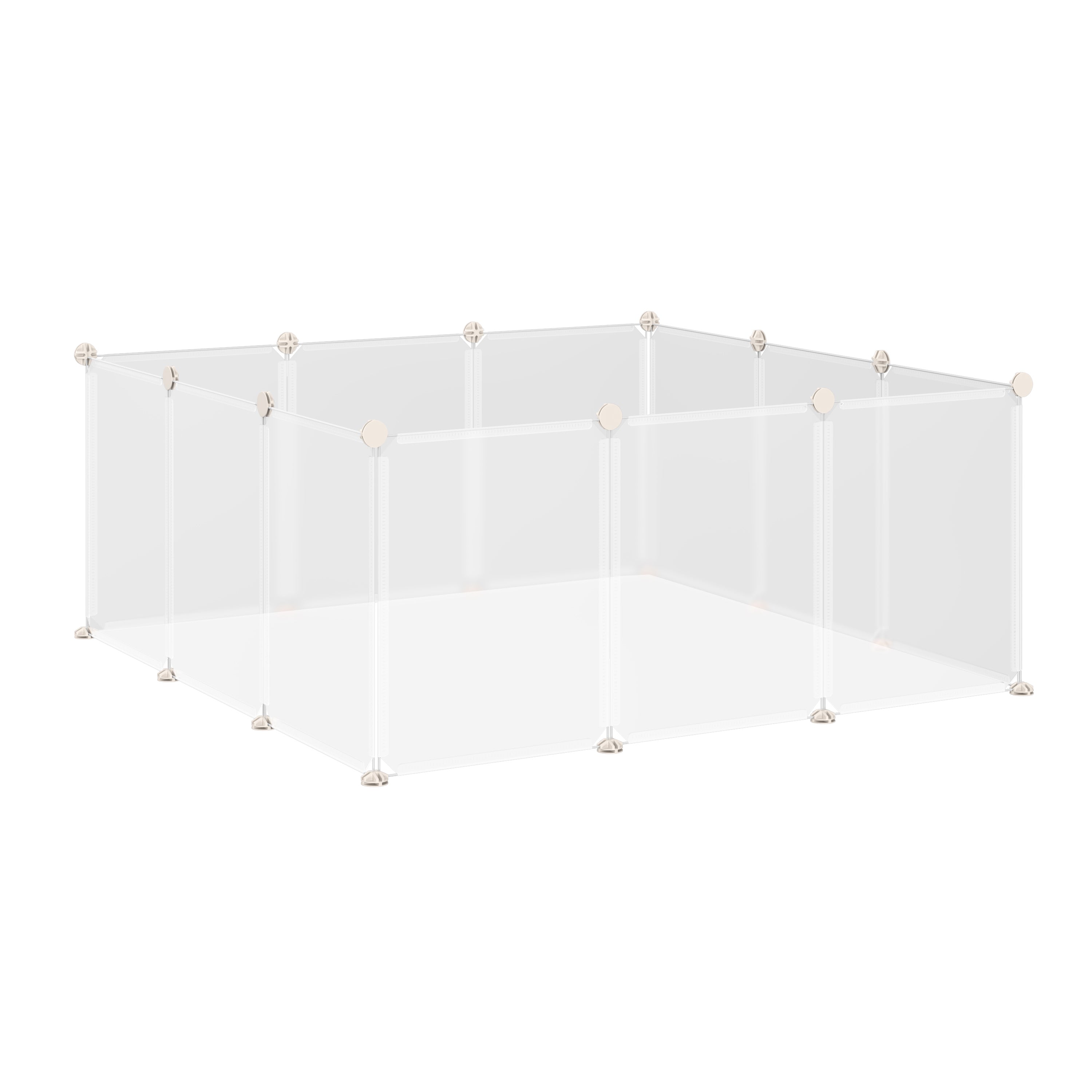 PawHut Small Animal Cage Plastic Chinchilla Cage 12 Panels for Bunny Chinchilla Guinea Pig, 18" x 14", White
