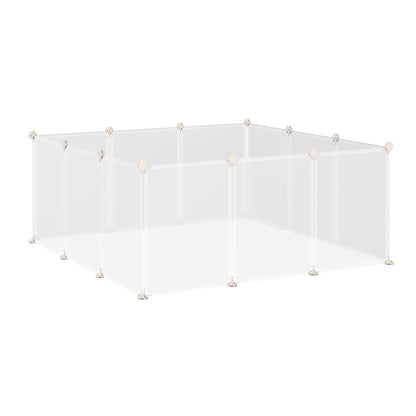 PawHut Small Animal Cage Plastic Chinchilla Cage 12 Panels for Bunny Chinchilla Guinea Pig, 18" x 14", White