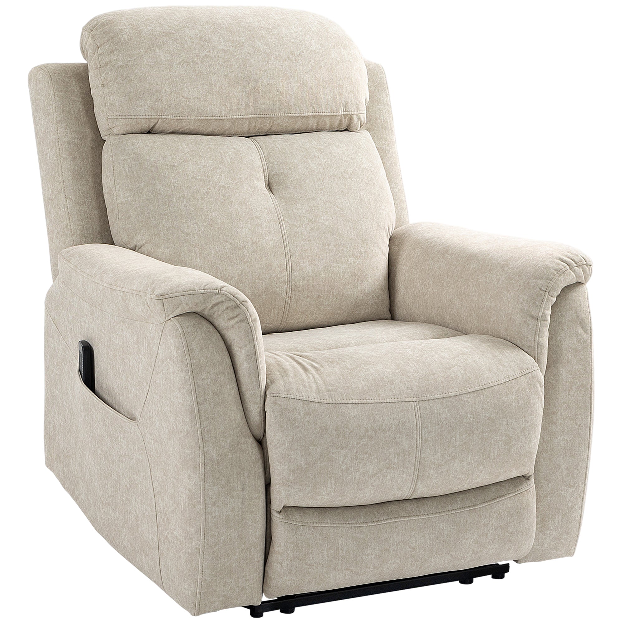 HOMCOM Manual Recliner Chair with Vibration Massage, Reclining Chair for Living Room with Side Pockets, Beige