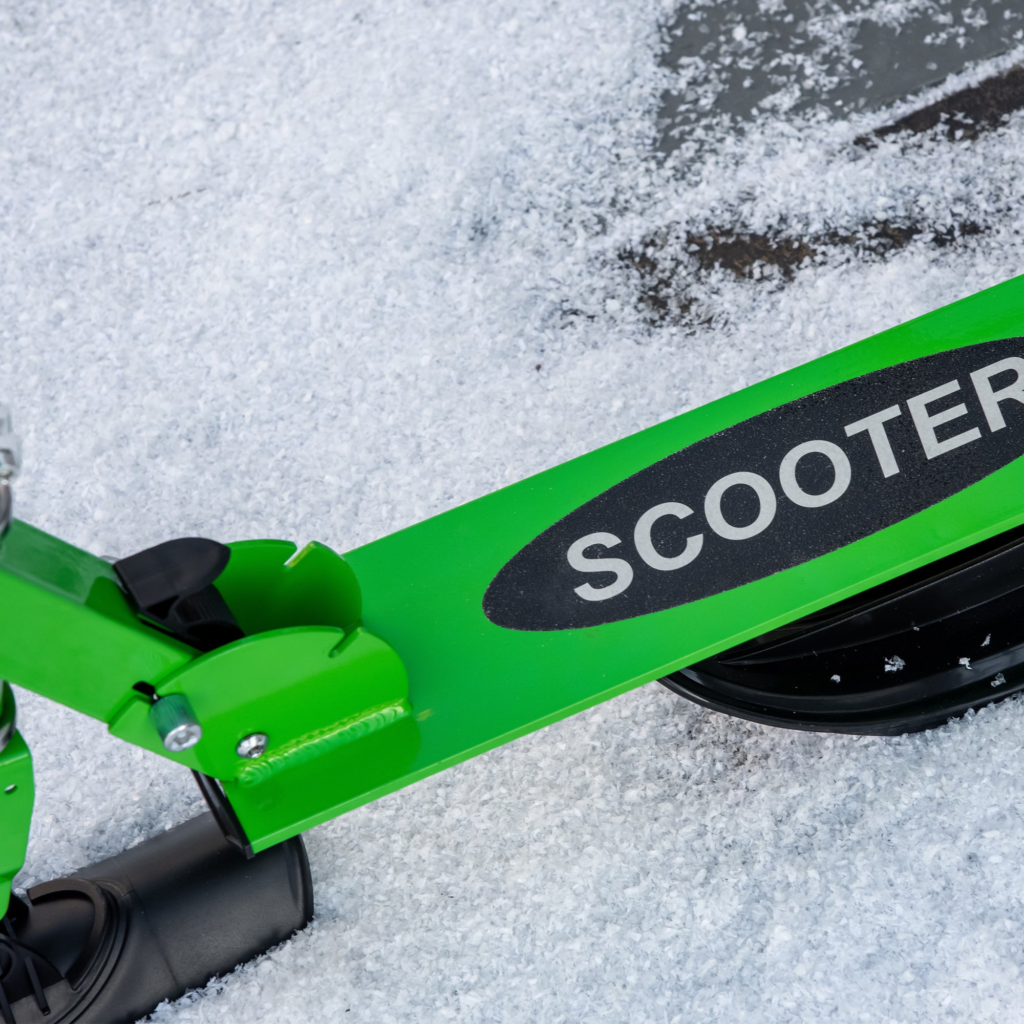Qaba Snow Scooter, 2 in 1 Design Adjustable Height Scooter Snow Sled for Kids Aged Over 7 Years Old, Kids Sled Ski Scooter with Wheels Blades, Green