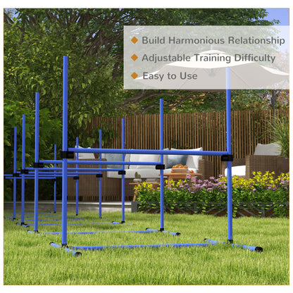 PawHut Set of 6 Dog Agility Training Equipment Adjustable Jump Bar Pet Exercise Kit with Carrying Bag (Blue)