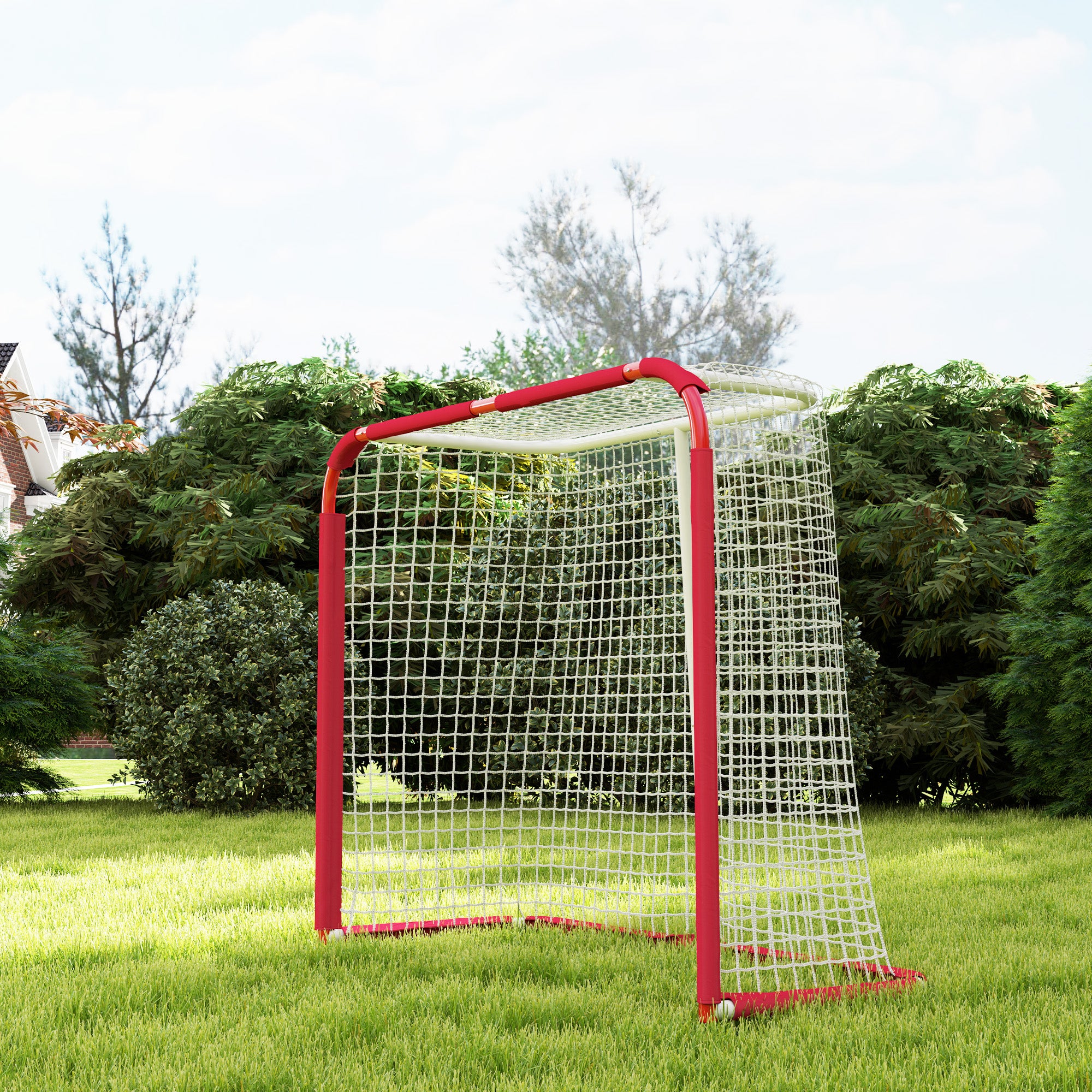 Soozier Hockey Net, Easy Set Up Hockey Goal with Steel Frame, PE Mesh, Outdoor Hockey Training Equipment for Garden, Backyard