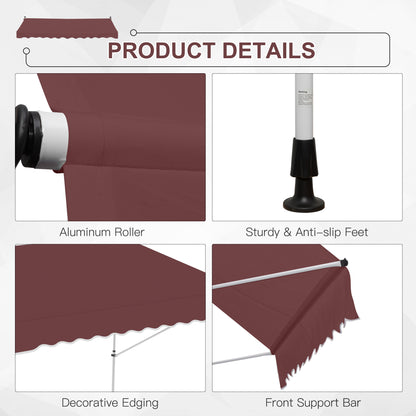Outsunny 10x5ft Patio Sun Shade Canopy Manual Retractable Awning with 5.6-9.2ft Support Pole for Window, Door, Porch, Wine Red