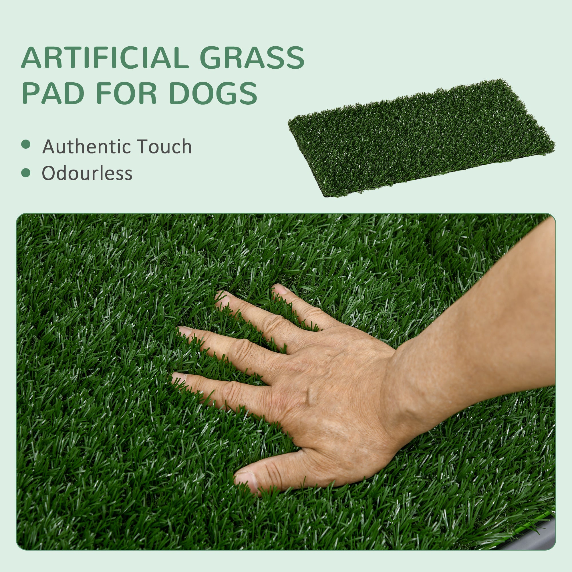 PawHut Artificial Grass Pee Pad for Dogs Potty Training, 26" x 16", Green