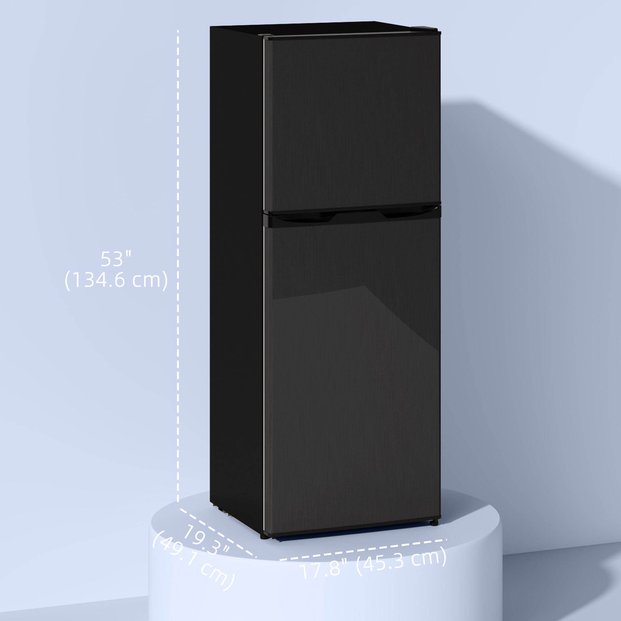 HOMCOM Double Door Mini Fridge with Freezer, 4.6 Cu.Ft Small Refrigerator with Thermostat, Shelves, Reversible Door, Black