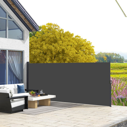 Outsunny 13' x 5' Retractable Side Awning, Outdoor Privacy Screen for Garden, Hot Tub, Balcony, Terrace, Pool, Black
