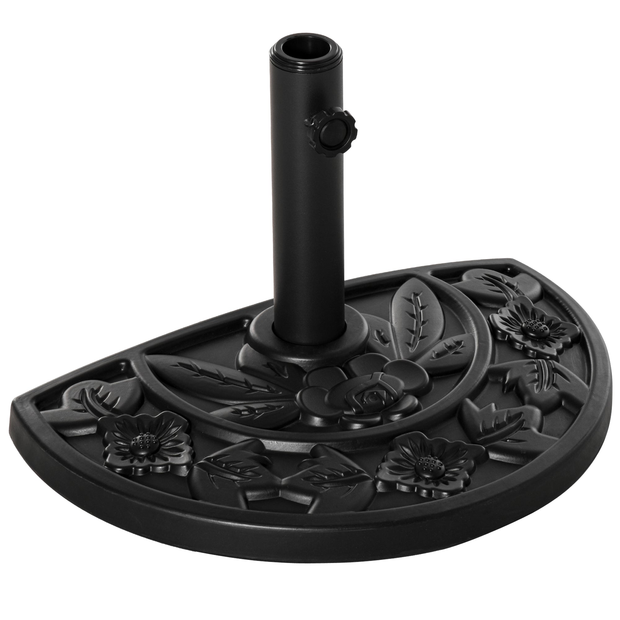 Outsunny 20 lb Heavy Duty Half Umbrella Base, Outdoor Concrete Umbrella Stand, Patio Half Round Base for Market Umbrella, Black