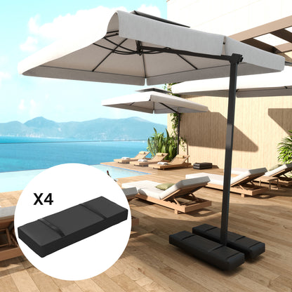 Outsunny 4PCS Patio Umbrella Base Weight Bag, Umbrella Stand Weights with Handles, 55 lbs with Sand Filling, Patio Umbrella Weights for Offset/Cantilever Umbrella Stand Base, Black