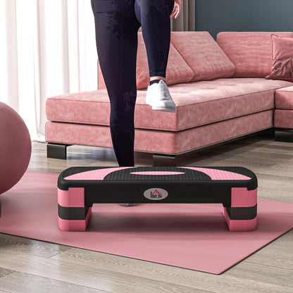 Soozier Adjustable Aerobic Stepper, Exercise Step Platform, Step Exercise Trainer, Workout Fitness Yoga Risers, 4"-6"-8", Pink