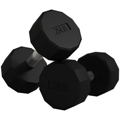 Soozier 2 x 25lbs Dumbbells Set with Non-Slip Grip, Rubber Covered Weights for Men Women Home Gym Workout