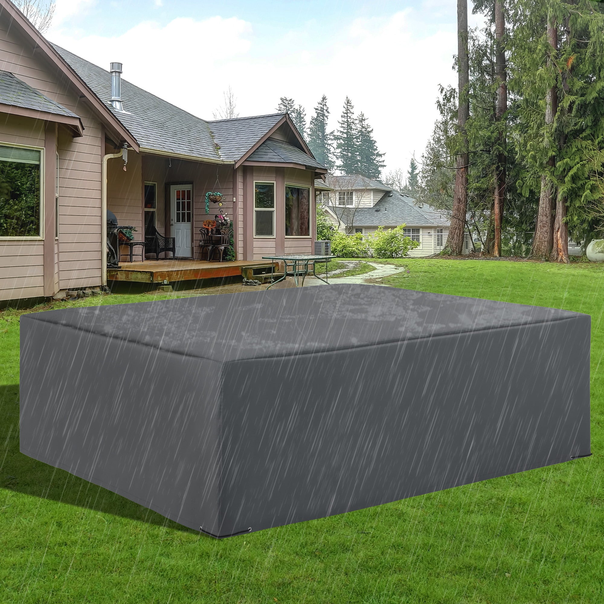 Outsunny Outdoor Furniture Cover Patio Set Protector, Water UV Resistant 600D Oxford Fabric, 88.6" x 82.7" x 27.6", Grey
