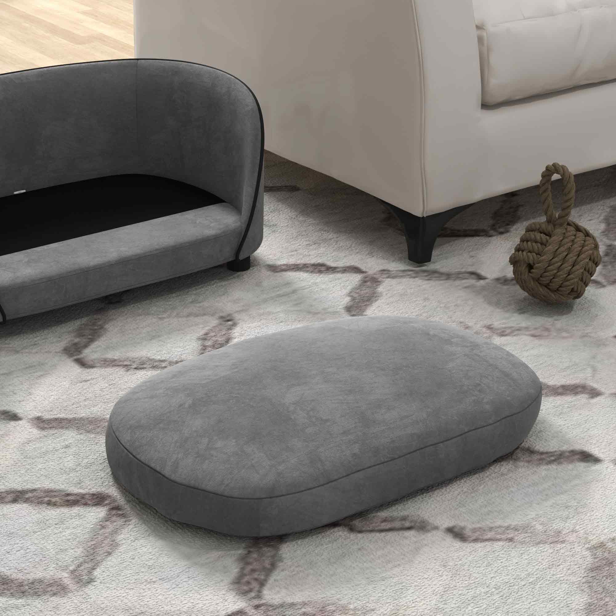 PawHut Pet Sofa Dog Couch for Small to Medium Sized Dogs with Soft Cushion, Removable Washable Cover, Velvet Touch, Grey
