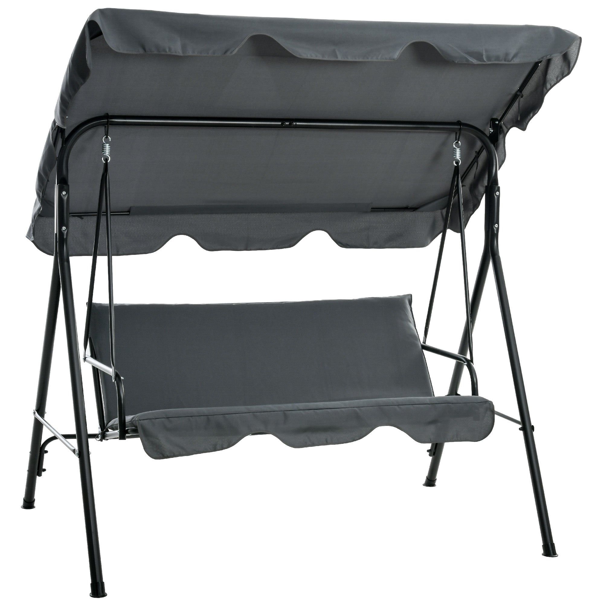 Outsunny 3-Seater Outdoor Porch Swing with Adjustable Canopy, Patio Swing Chair for Garden, Poolside, Backyard, Grey