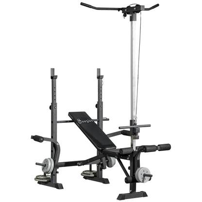 Soozier Adjustable Weight Bench with Pulley System for Home Gym Full Body Workout