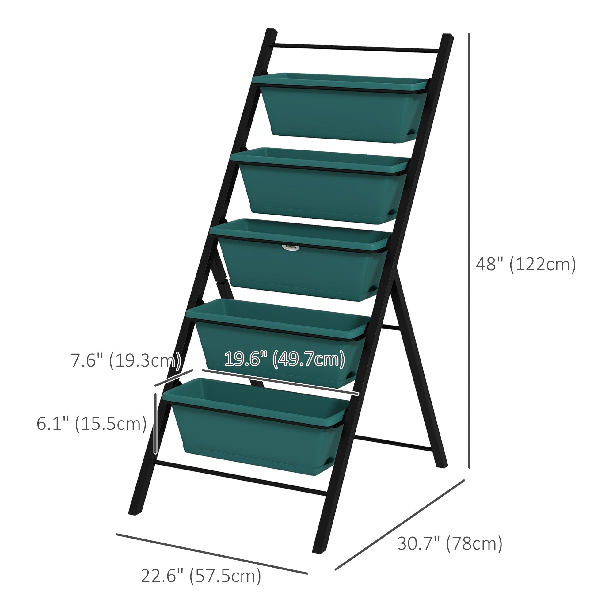 Outsunny 5-Tier Vertical Raised Garden Planter with 5 Container Boxes, Outdoor Plant Stand for Vegetable Flowers, Green