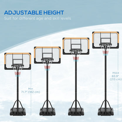 Soozier 6-7ft Basketball Hoop, Freestanding Basketball System with 18" Shatterproof Backboard and Weighted Base