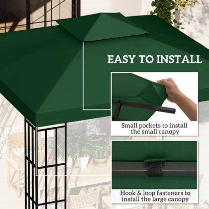 Outsunny 9.8'x9.8' Canopy Replacement 2-Tier Gazebo Canopy Top Cover, Green