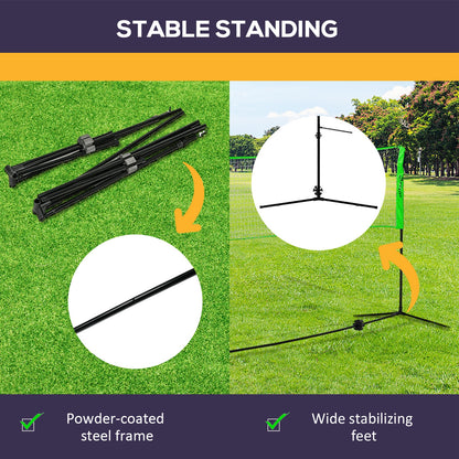 Soozier Portable Badminton Set, Pickleball Volleyball Net with 3 Shuttlecocks, 4 Rackets, for Indoor Outdoor, Beach, Backyard