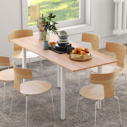 HOMCOM Extending Kitchen Table For Six, Expandable Dining Table for Small Spaces, Folding Dining Table, Natural