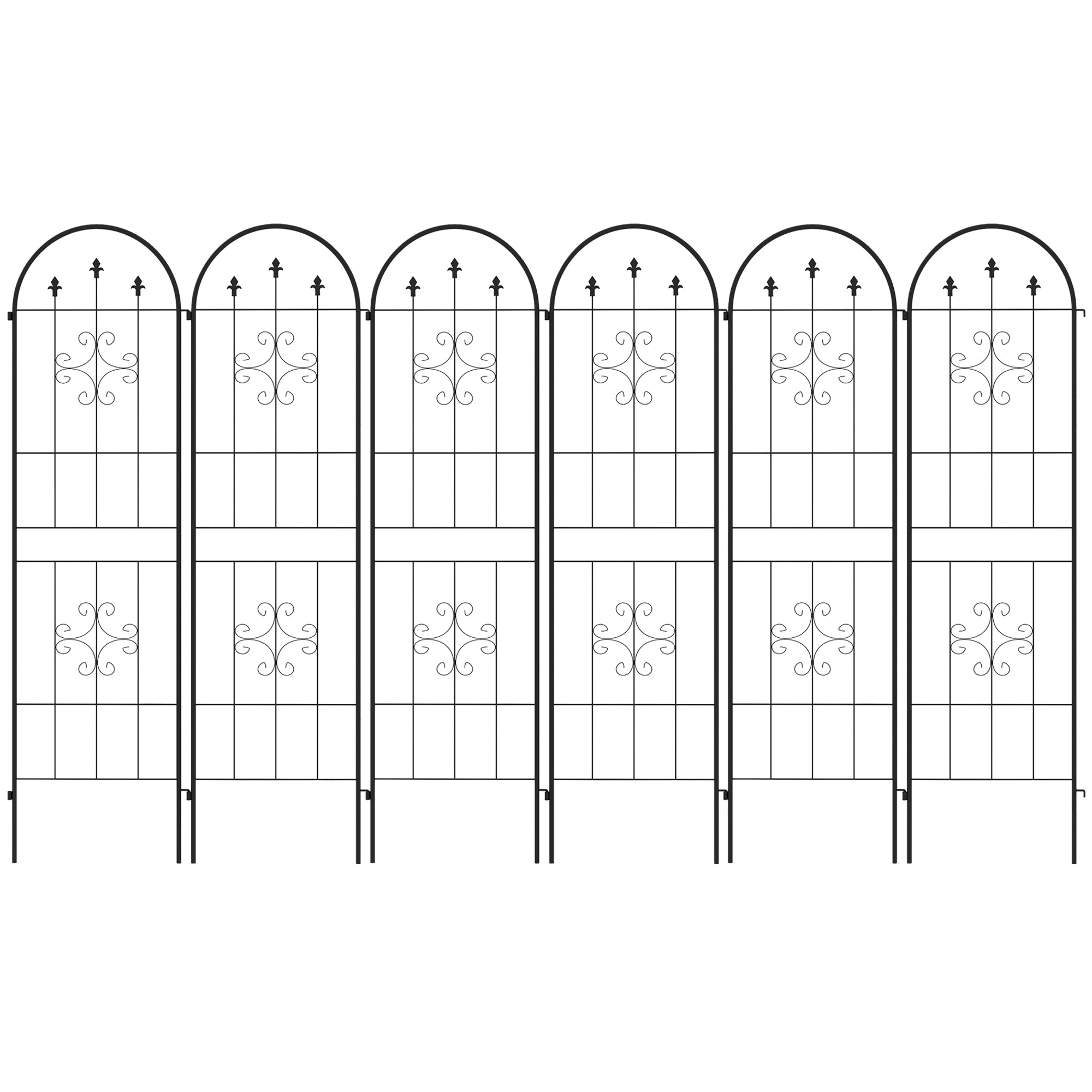 Outsunny Metal Trellis Set of 6, Garden Trellis for Climbing Plants Support Frames, Arrow Design
