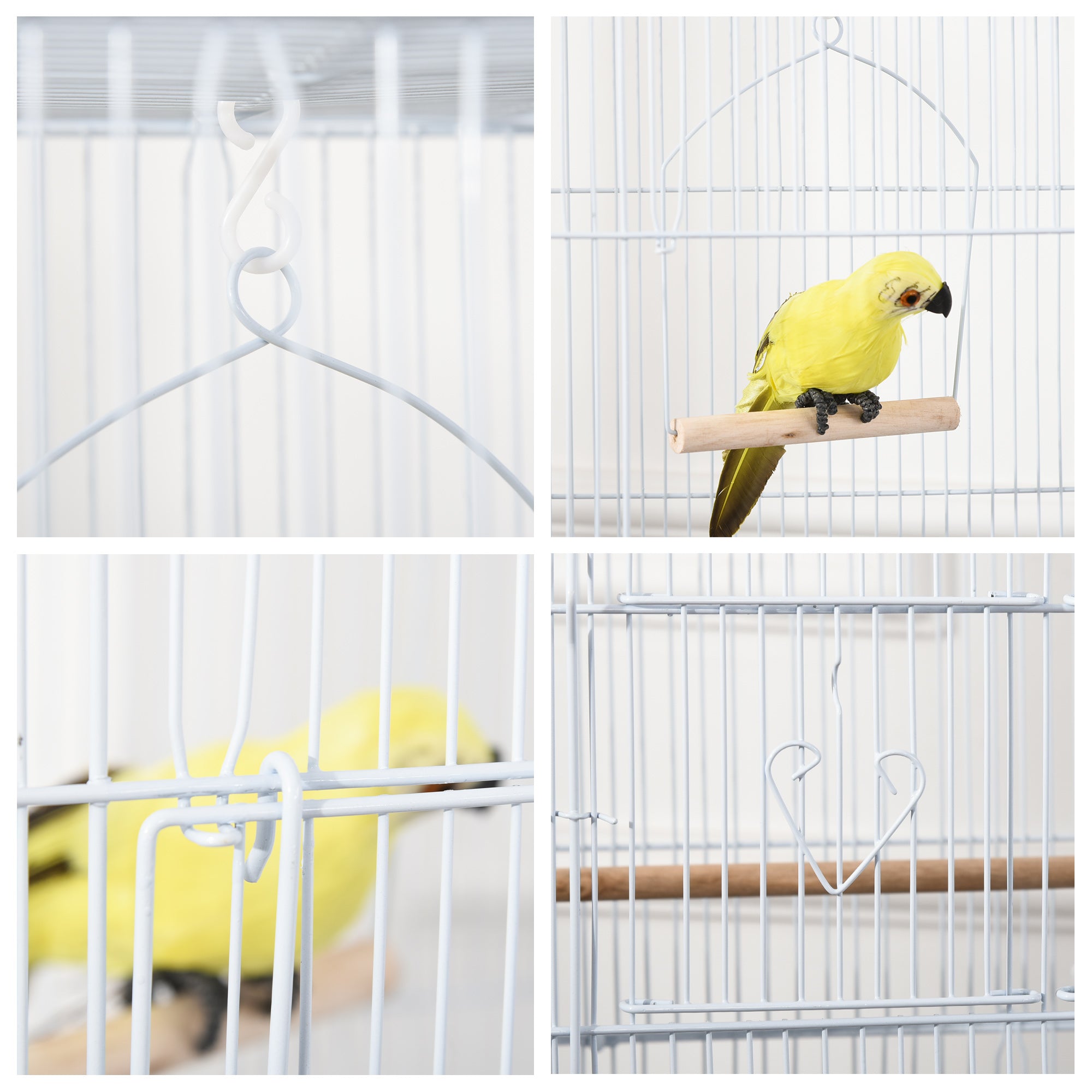 PawHut 36" Bird Cage, Macaw Play House, Cockatoo, Parrot, Finch Flight Cage, 2 Doors, Perch 4 Feeder Pet Supplies, White