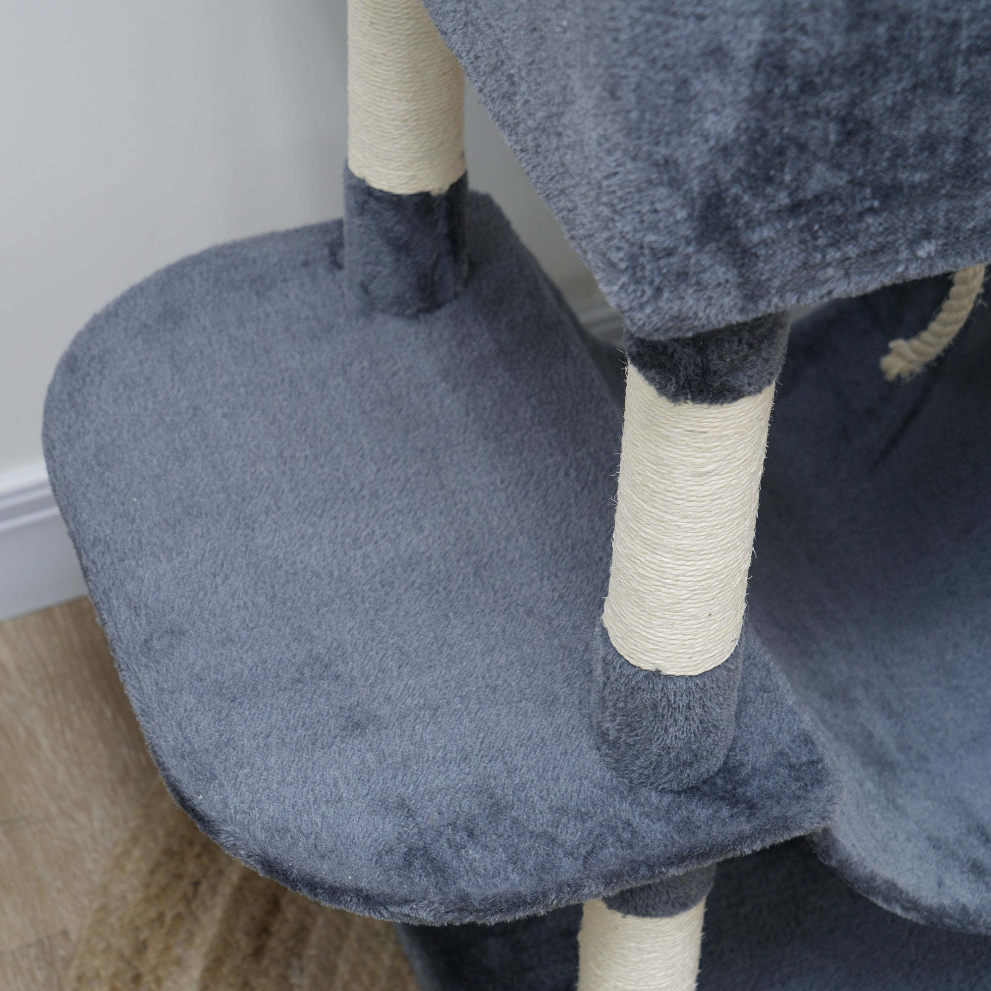 PawHut 81" Large Cat Tree w/ Scratching Posts, Condos, Beds, Hammocks, Jumping Platforms, Toy Balls, Rope Cat Toy, Dark Grey