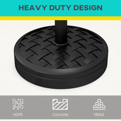 Outsunny 40lbs. Concrete Umbrella Base with Rattan Effect, Heavy Duty Parasol Stand for Outdoor Patio Umbrella, Black
