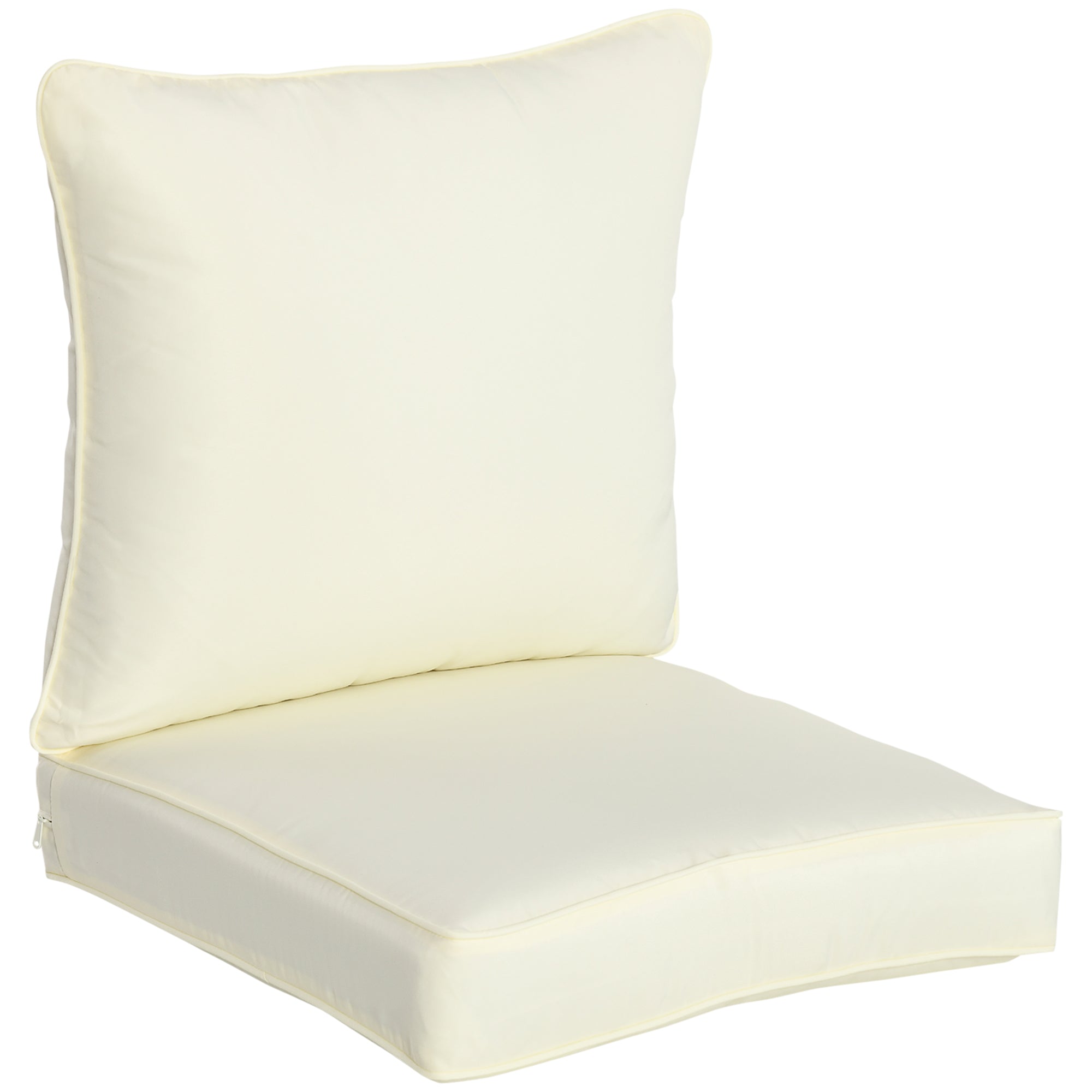 Outsunny Patio Chair Cushions, Thick Deep Seat Outdoor Seat Cushion with Back Cushion, Cream White