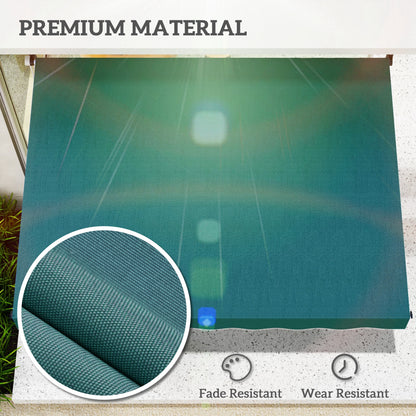 Outsunny 6.6'x5' Manual Retractable Patio Awning Window Door Sun Shade Deck Canopy Shelter Water Resistant UV Protector Green