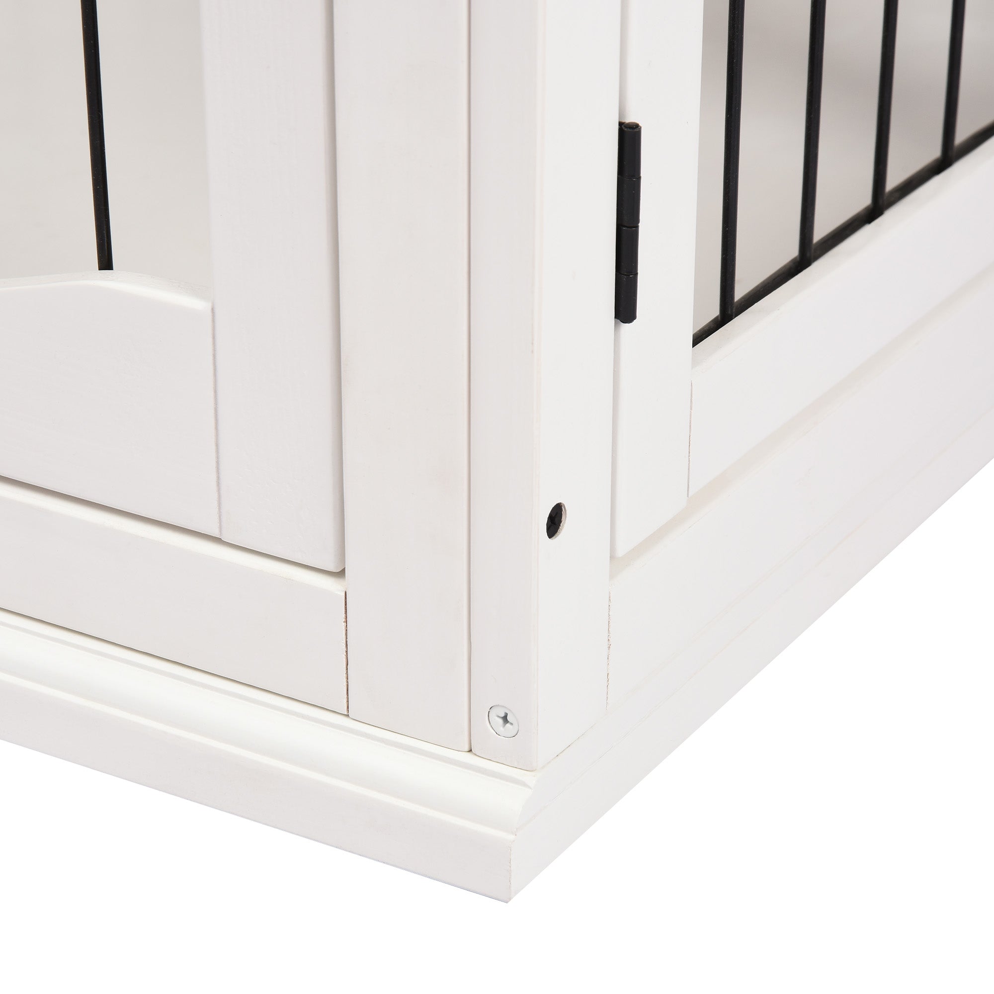 PawHut 26" Wooden Dog Cage with Double Door Entrance & Simple Modern Design, White