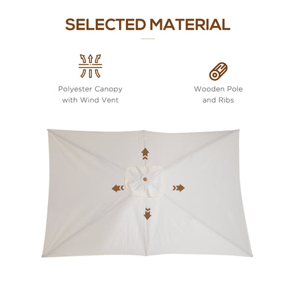 Outsunny Patio Umbrella Market Patio Sun Umbrella Rectangle Cream White