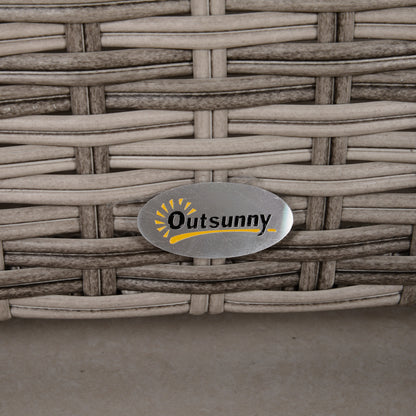 Outsunny 8 Pieces Patio Furniture Set, Outdoor Wicker Rattan Sofa Set Yard Conversation Seat Tea Table and Footstool Garden Patio Furniture w/ 2 Set Cushion Cover Grey & Orange