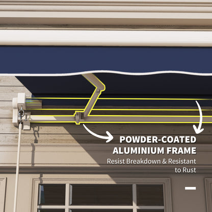 Outsunny 10' x 8' Manual Retractable Awning, Sun Shade Shelter Canopy, with Aluminum Frame and UV Protection for Patio Deck Yard Window Door, Blue