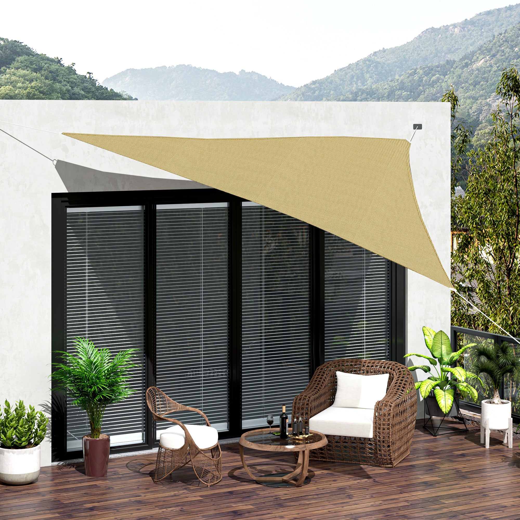 Outsunny Triangle 10' x 10' x 10' Outdoor Sun Shade Sail, Garden Cover UV Block Fabric Canopy for Patio, Deck, Sand