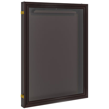 HOMCOM 24" x 32" Hockey Jersey Frame, Jersey Shadow Box for Basketball, Football, Baseball, Brown