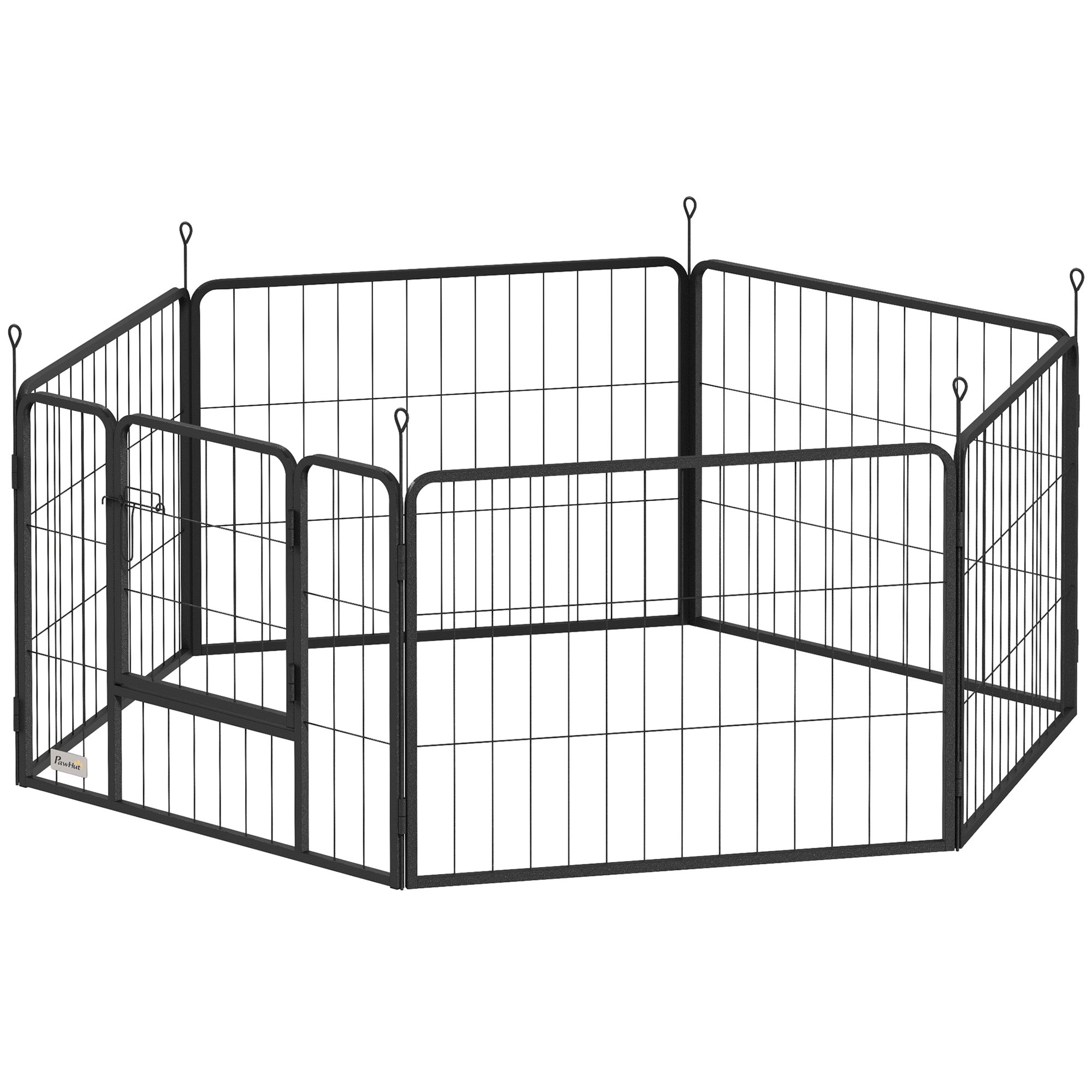PawHut Heavy Duty Dog Playpen with Door for Small Dogs, 6 Panels, 23.5"H