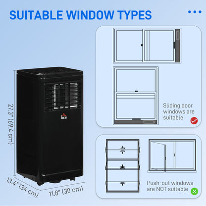 HOMCOM 8000 BTU Portable Air Conditioner with Cooling, Dehumidifier, Remote Control, 24-Hour Timer, Window Mount Kit, Black