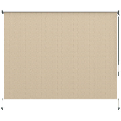 Outsunny 8' x 6' Patio Door Blinds, Outdoor Roller Shades, Cordless Roll Up Shade for Porch Gazebo, Beige