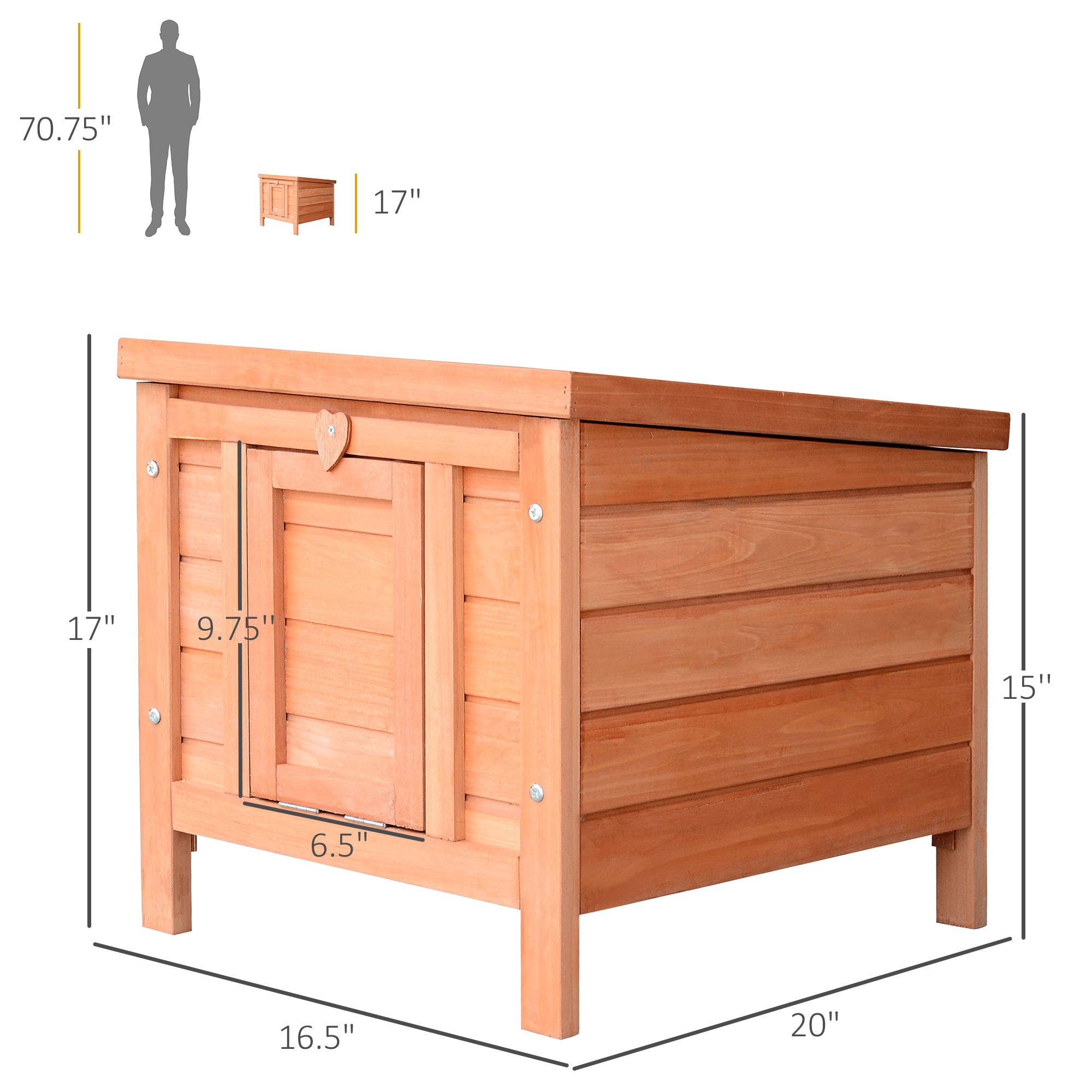 PawHut 20"x16.5"x17" Wooden Rabbit Hutch Small Animal House Bunny Guinea Pig Pet Cage Coop Cat Shelter Orange