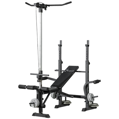 Soozier Adjustable Weight Bench with Pulley System for Home Gym Full Body Workout