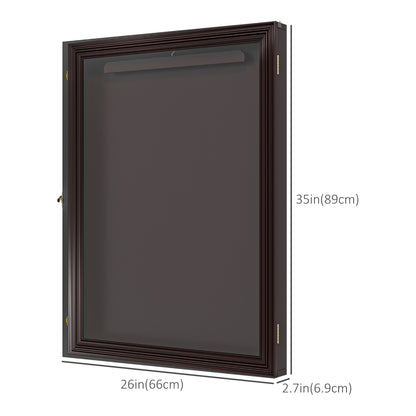 HOMCOM 24" x 32" Hockey Jersey Frame, Jersey Shadow Box for Basketball, Football, Baseball, Brown