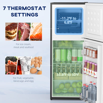 HOMCOM Double Door Mini Fridge with Freezer, 4.6 Cu.Ft Small Refrigerator with Thermostat, Shelves, Reversible Door, Black
