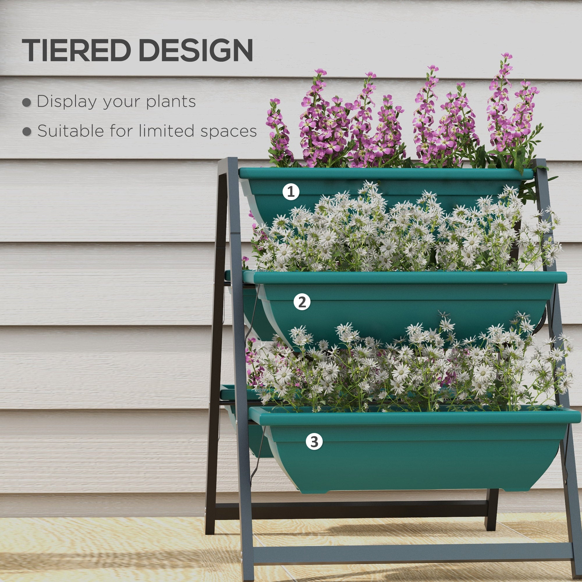 Outsunny 3-Tier Vertical Raised Garden Planter with 5 Boxes, Outdoor Plant Stand Grow Container for Vegetable Flowers