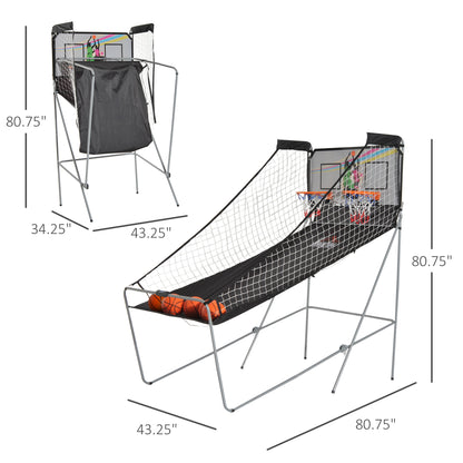 HOMCOM Double Shots Arcade Basketball System Foldable Two Player Basketball