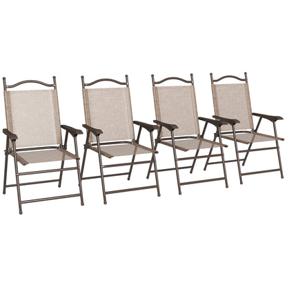 Outsunny 4 Pieces Folding Patio Camping Chairs Set, Sports Chairs for Adults with Armrest, Mesh Fabric Seat for Lawn