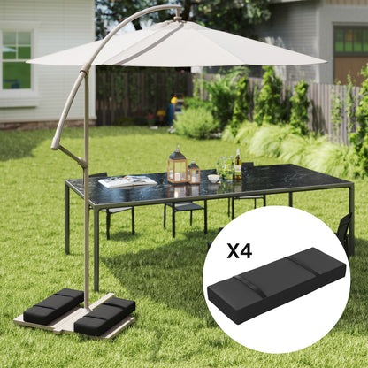 Outsunny 4PCS Patio Umbrella Base Weight Bag, Umbrella Stand Weights with Handles, 55 lbs with Sand Filling, Patio Umbrella Weights for Offset/Cantilever Umbrella Stand Base, Black