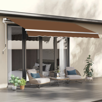 Outsunny 10' x 8' Manual Retractable Awning, Sun Shade Shelter Canopy, with Aluminum Frame and UV Protection for Patio Deck Yard Window Door, Coffee