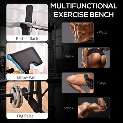 Soozier Adjustable Weight Bench with Barbell Rack and Leg Developer for Weight Lifting and Strength Training Multifunctional Workout Station for Home Gym Fitness, Black