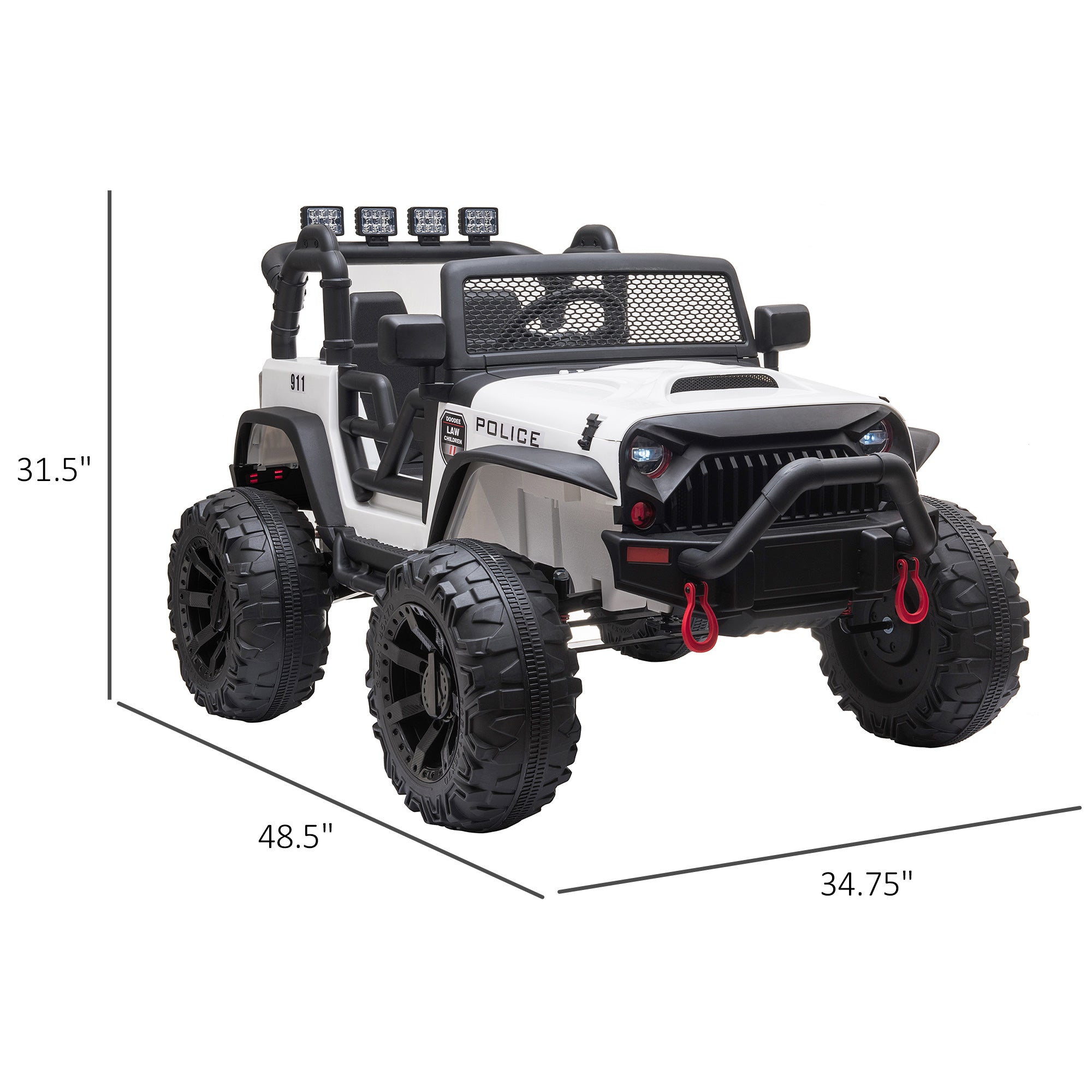 Aosom 12V Battery-powered Kids Electric Ride On Police Car SUV Truck Toy with Parental Remote Control, White
